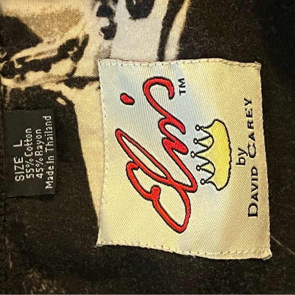 Vintage David Carey Elvis "Viva Las Vegas" Graphic Oversized Camp Shirt L - Picture 8 of 8
